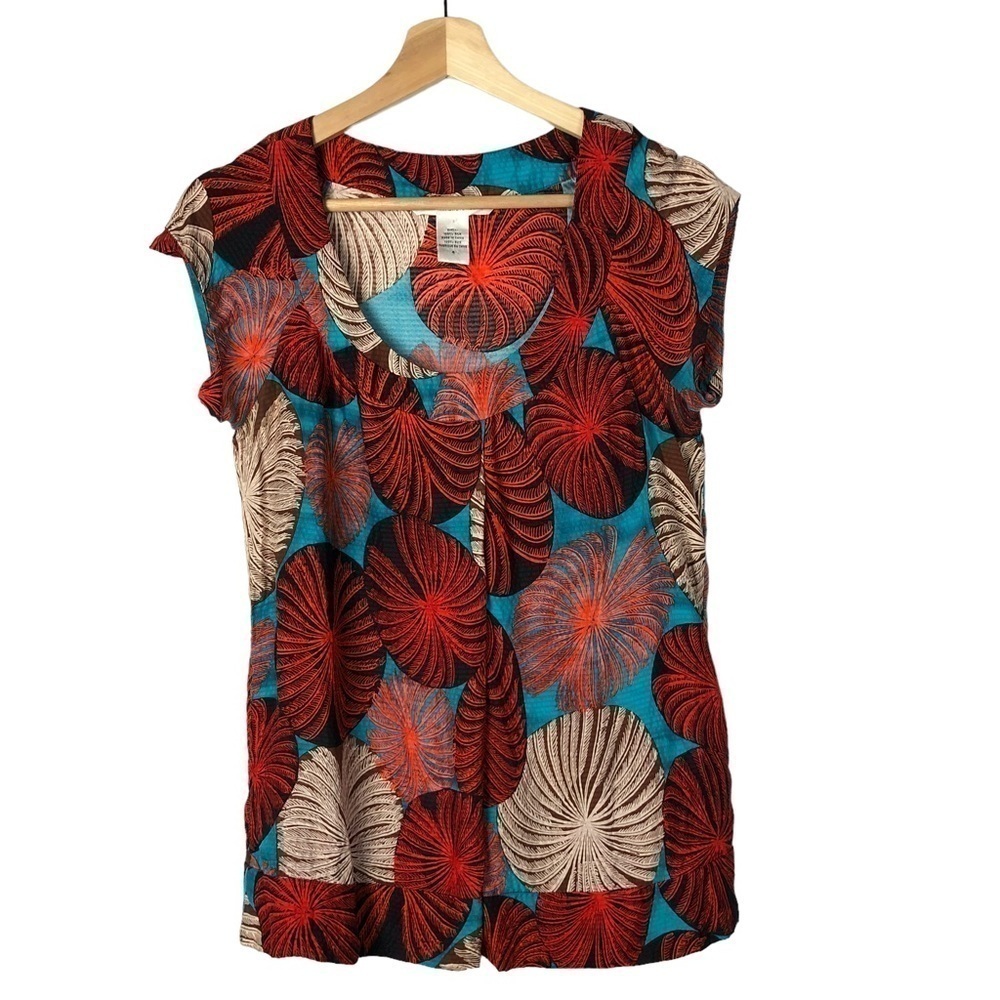 Diane Von Furstenberg Botanical Silk Short Sleeve Blouse 4